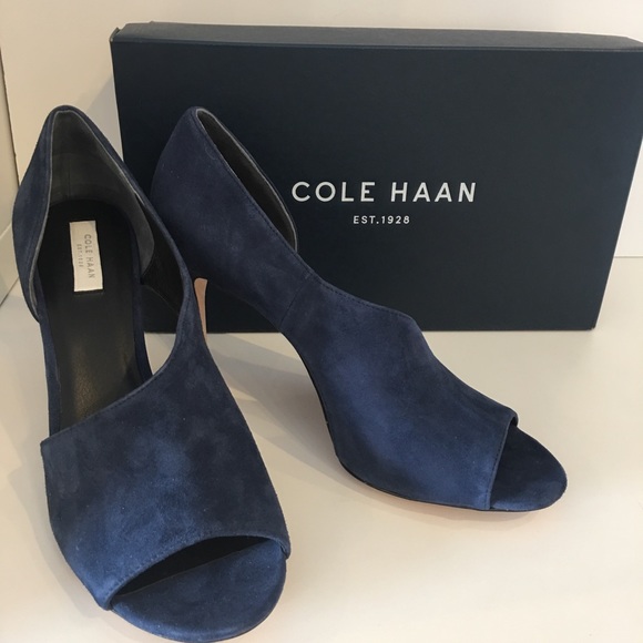Cole Haan | NIB Navy Suede Viveca Heels Size 7.5 - Picture 2 of 8